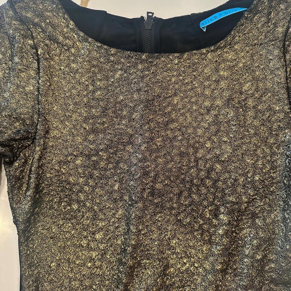 Alice + Olivia Selma Metallic Bronze Bodycon Dress Small - Picture 6 of 13